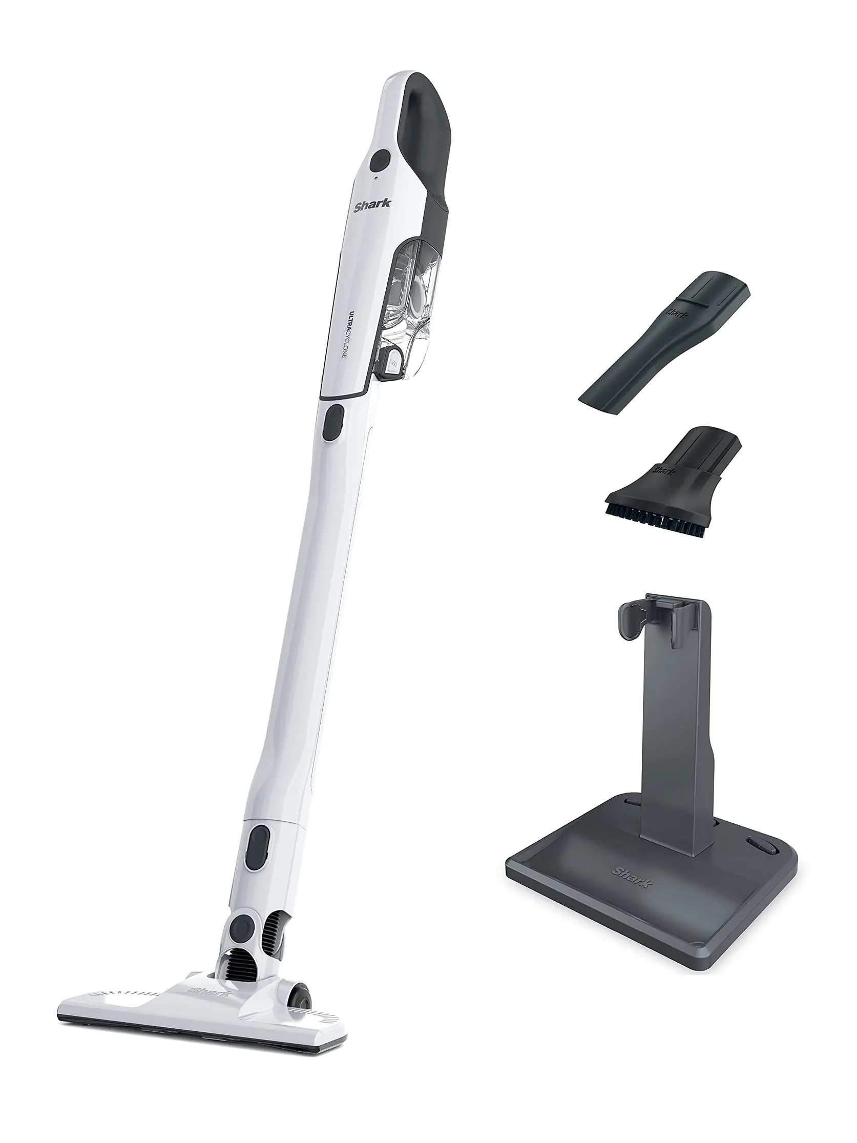 Shark CH963AMZ 2-in-1 Pet Pro Cordless Handheld Vacuum Ultracyclone System, Lightweight and Portable for Car and Home, Rechargeable, Washable Filter, XL Dust Cup, Crevice Tool & Scrubbing Brush, White/Blue