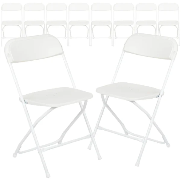 10-Pack White Standard Folding Chair with Solid Seat (Indoor)