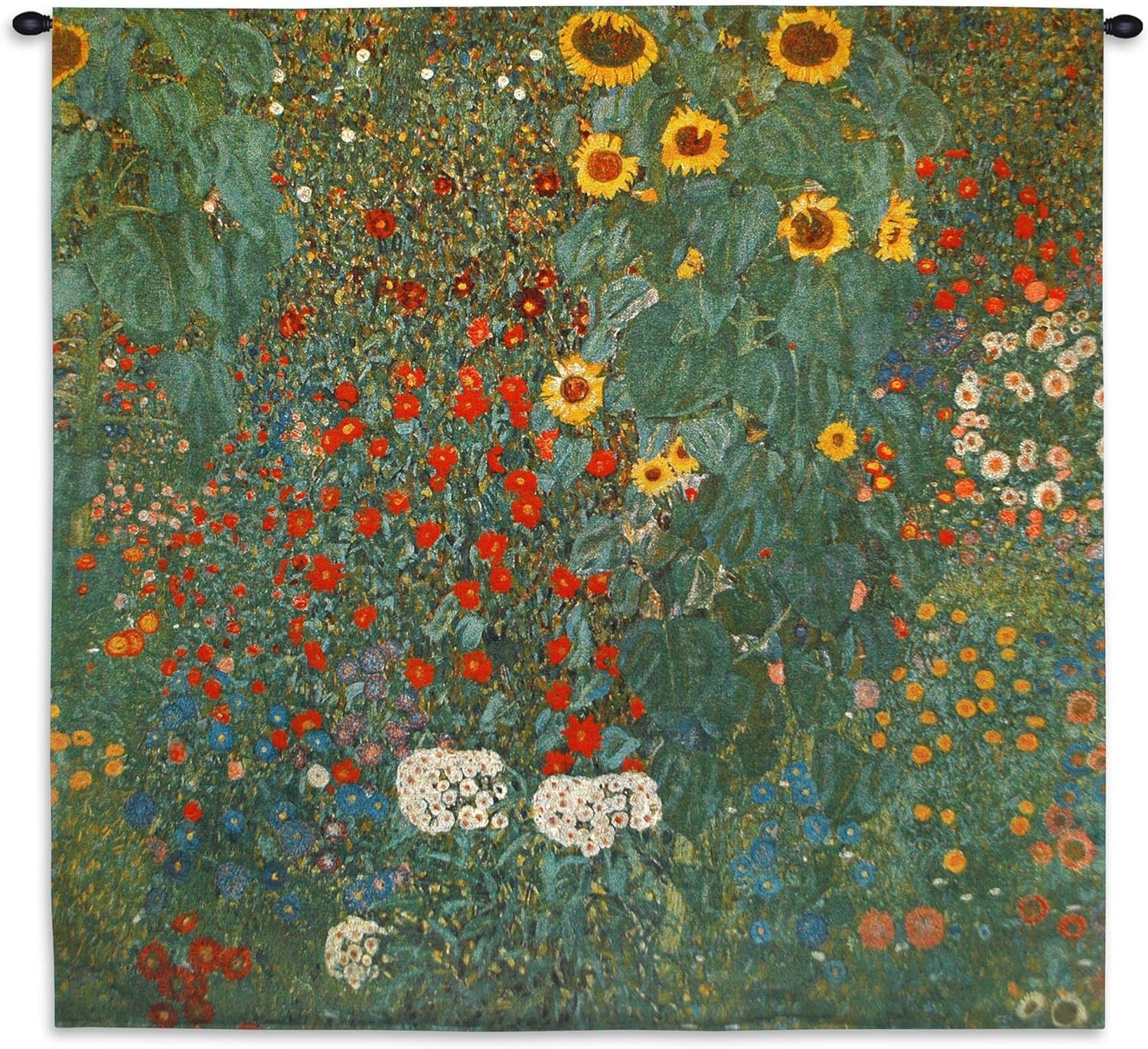 Farm Garden with Sunflowers 1912 - Gustav Klimt - Cotton Woven Tapestry Wall Art Hanging - USA (53x53)