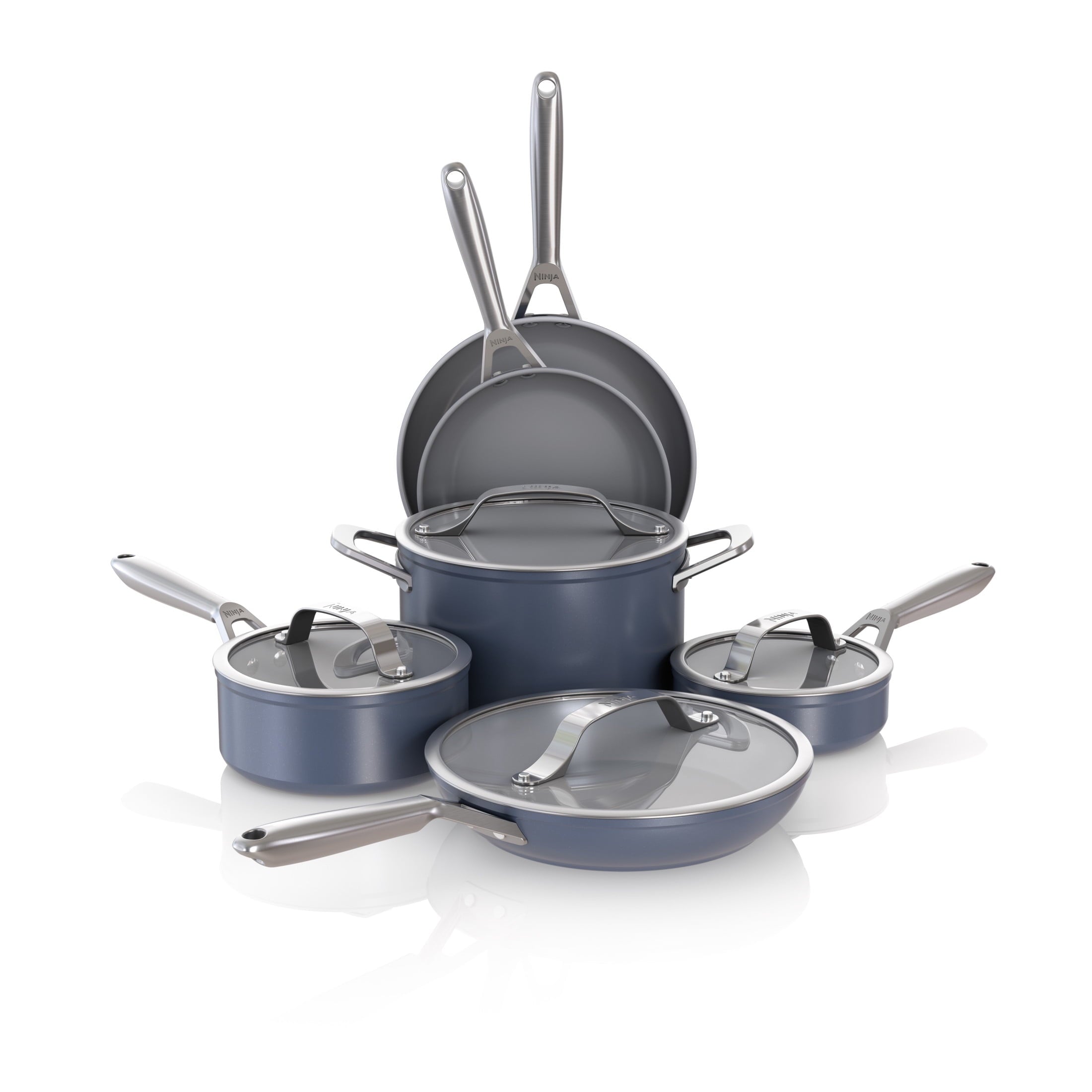 Ninja NeverStick Ceramic Pro 10-Piece Cookware Set, Blue, CW38000