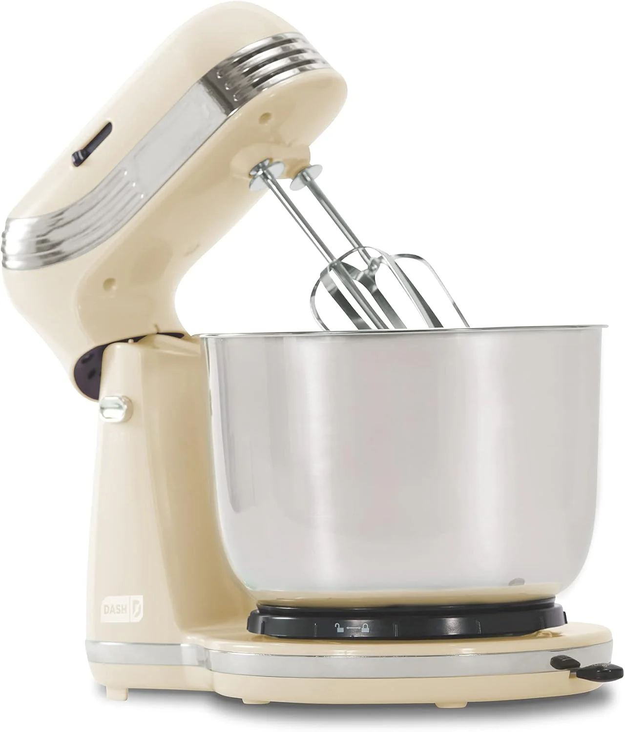 Dash Everyday Electric Stand Mixer with 3 qt Stainless Steel Mixing Bowl, Dough Hooks + Beaters for Dressings, Frosting, Meringues & More, 6 speed, Cream