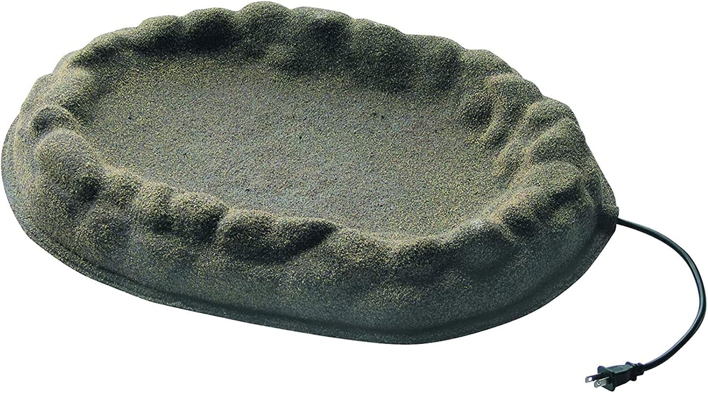 Farm Innovators FS-1 Four Seasons Outdoor Sand Coated Stone Like Heated Birdbath with Hidden Electrical Connection, 70 Watt, Gray