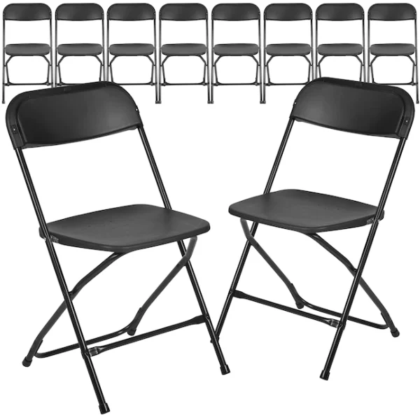 10-Pack Black Standard Folding Chair with Solid Seat (Indoor)