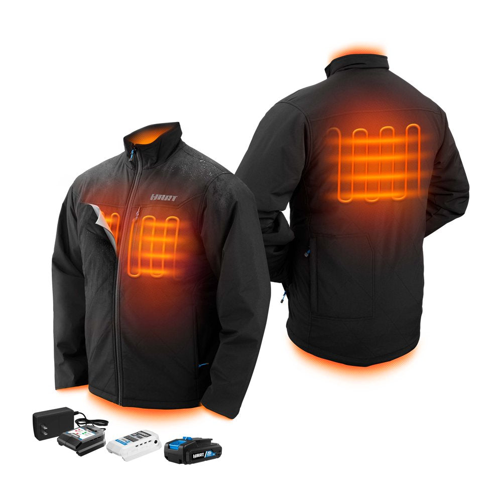 HART Men’s Heated Jacket Kit, Medium – 20V, 3 Heating Zones, Wind & Water Resistant, Includes Battery & Charger