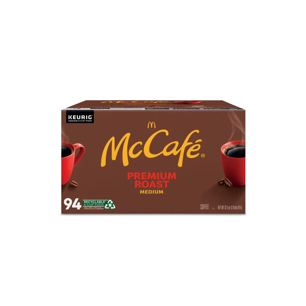 McCafe Premium Roast Coffee Pods, 94 Count – 100% Arabica, Compatible with Keurig Brewers