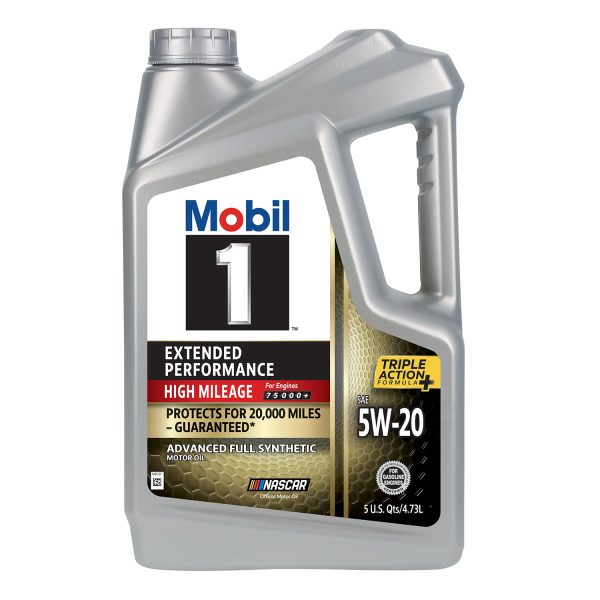 1 High Mileage Full Synthetic Motor Oil 5W-20, 5 qt (3 Pack)