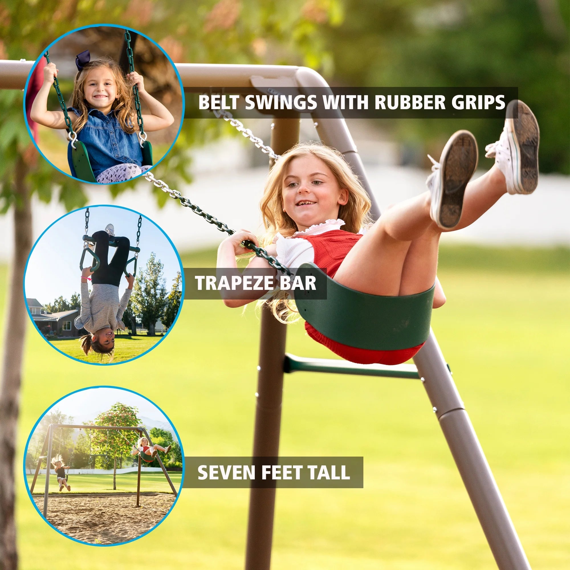 Lifetime Kids 7.3 ft. High x 11.25 ft. Long x 9.58 ft. Wide Metal Swing Set (90952)