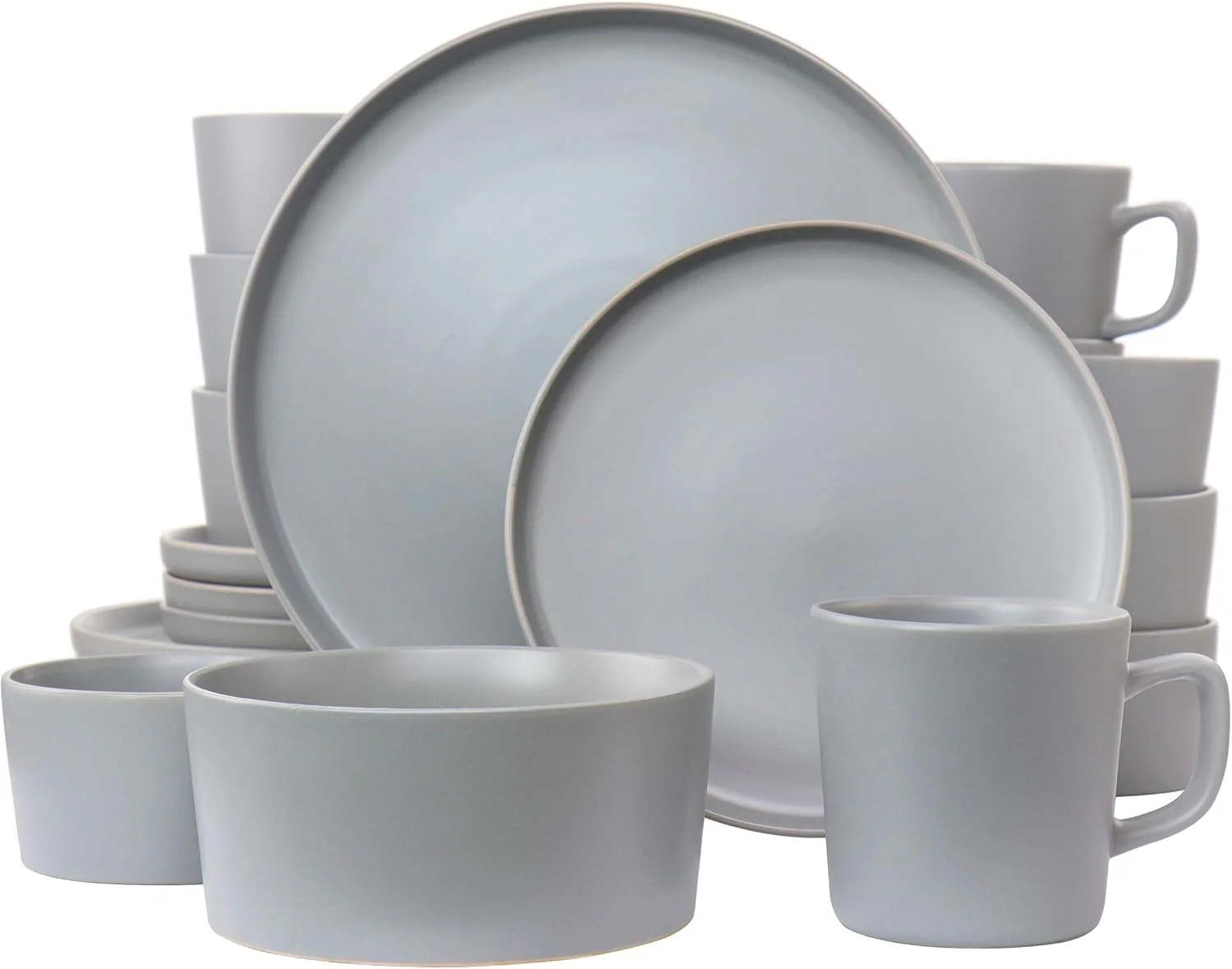 Elama Luxmatte Contemporary Dinnerware Set, 20 Piece, Light Grey