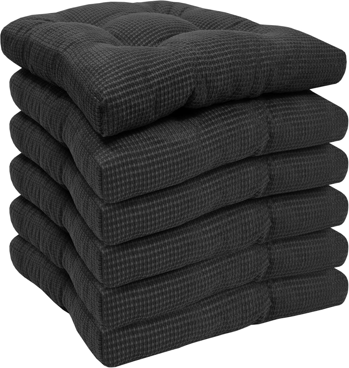 Sweet Home Collection Non Slip Chair Cushion Fluffy, 6 Pack, Charcoal Gray