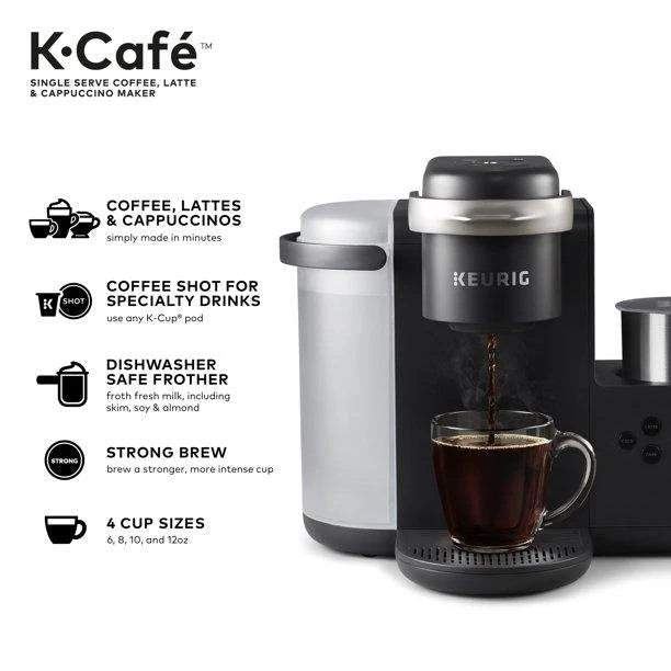 Keurig K-Cafe Single Serve K-Cup Coffee, Latte and Cappuccino Maker, Charcoal