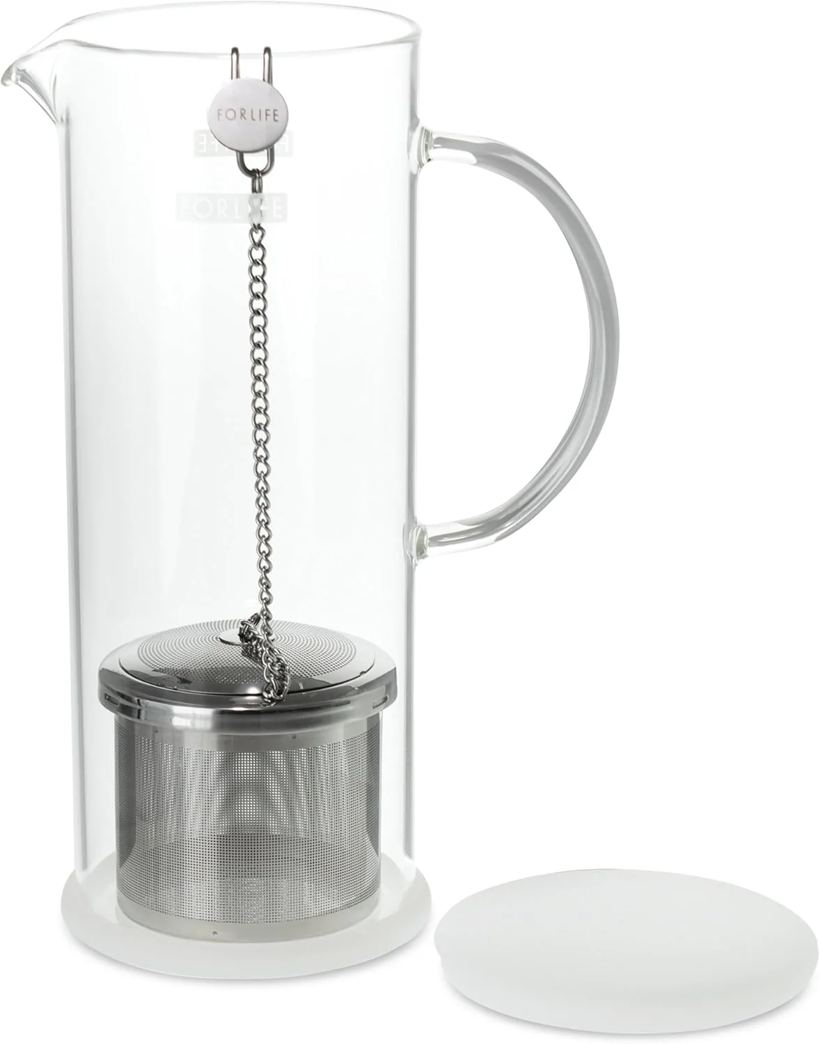 FORLIFE LUCENT Glass Iced Tea Jug with Capsule Infuser, 48-Ounce, Charcoal