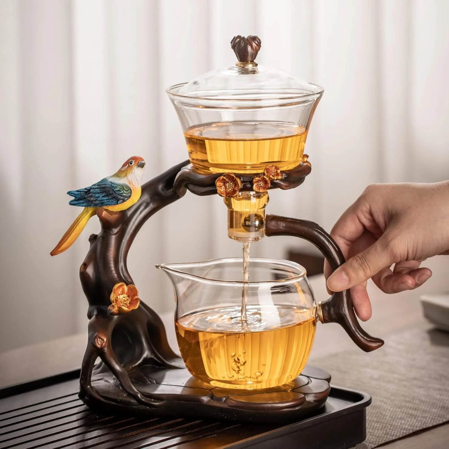 Kungfu Glass Tea Set Automatic Glass Teapot Set (Bird)