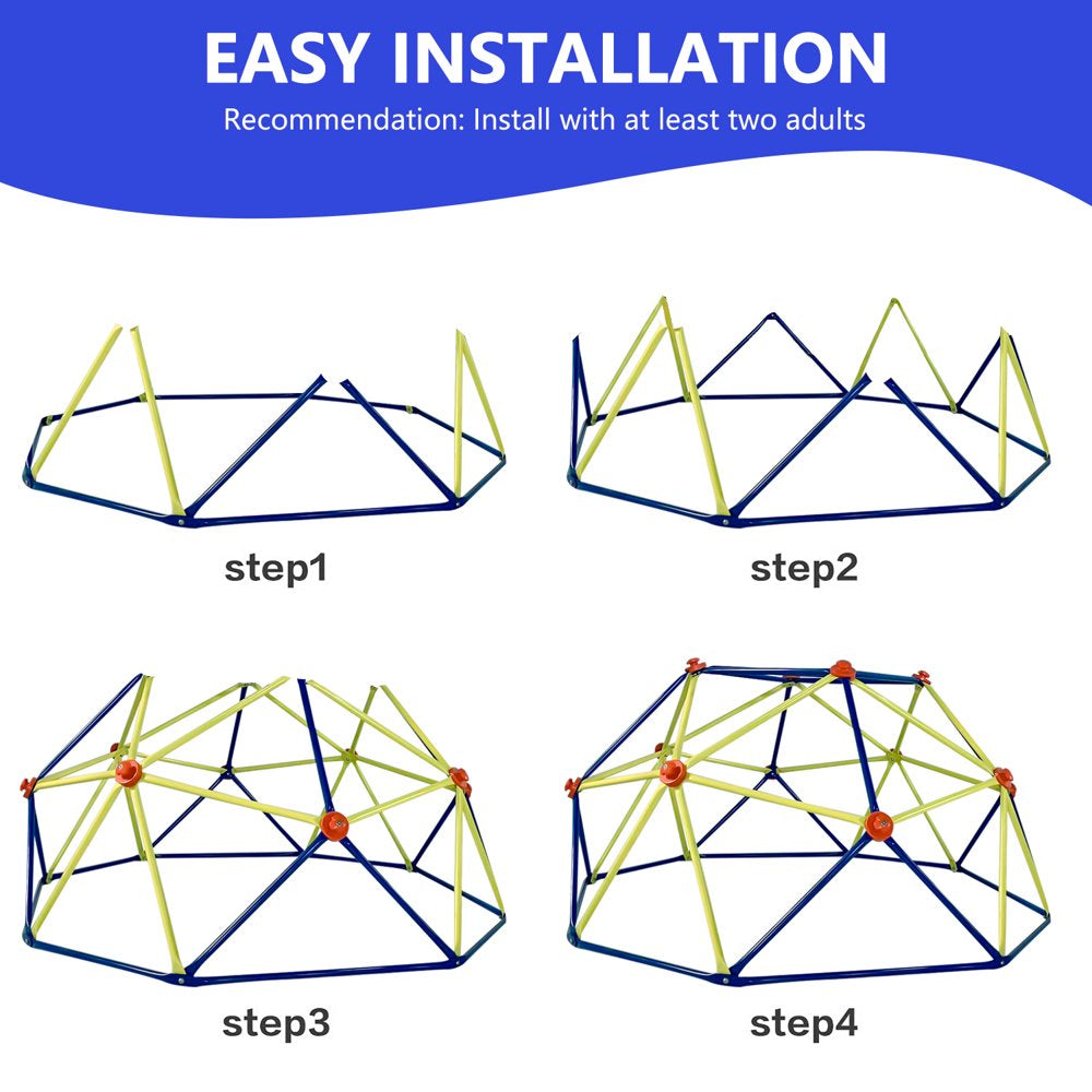 SESSLIFE 6ft Outdoor Kids Climbing Dome, Jungle Gym for Ages 3-5, 500lb Capacity, Weather-Resistant, Multi-Colored