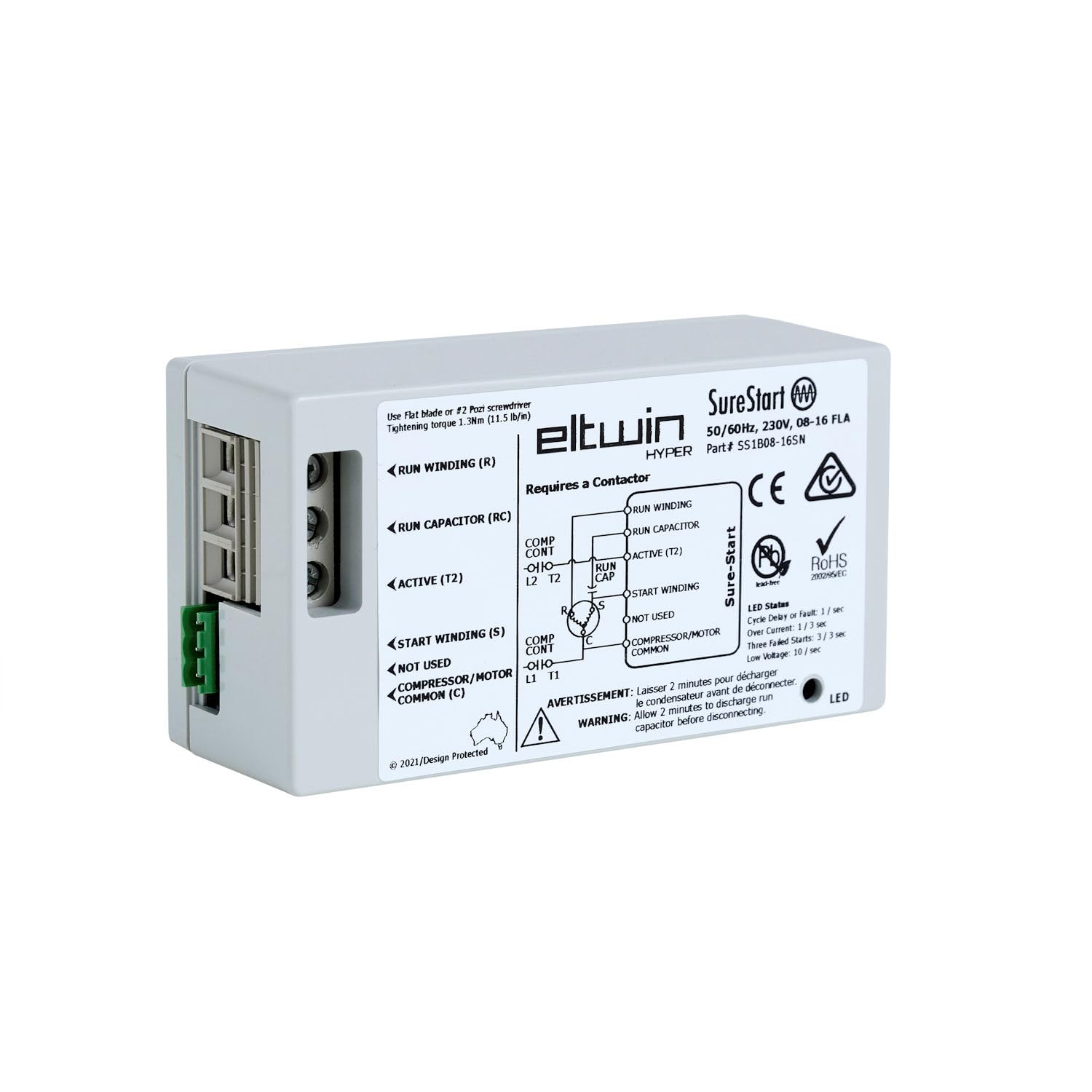 SS1B16-32SN Soft Starter for 4-7 Ton Residential HVAC, 230V, Remote Control, Gray