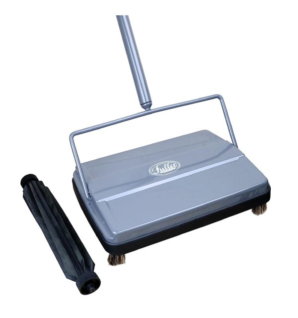 17042 Electrostatic Carpet Floor Sweeper with Additional Rubber Rotor 9 Cleaning Path Lightweight Ideal for Crumby Wet Messes Works On Carpets Hard Floor Surfaces Gray