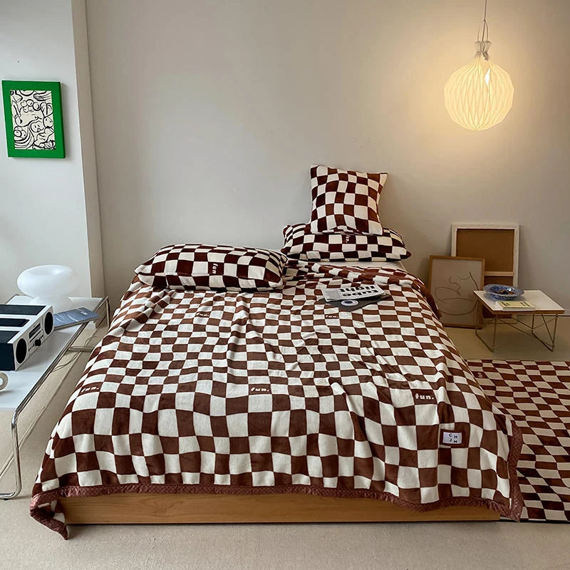 Milk Velvet Double-sided Checkerboard Blanket