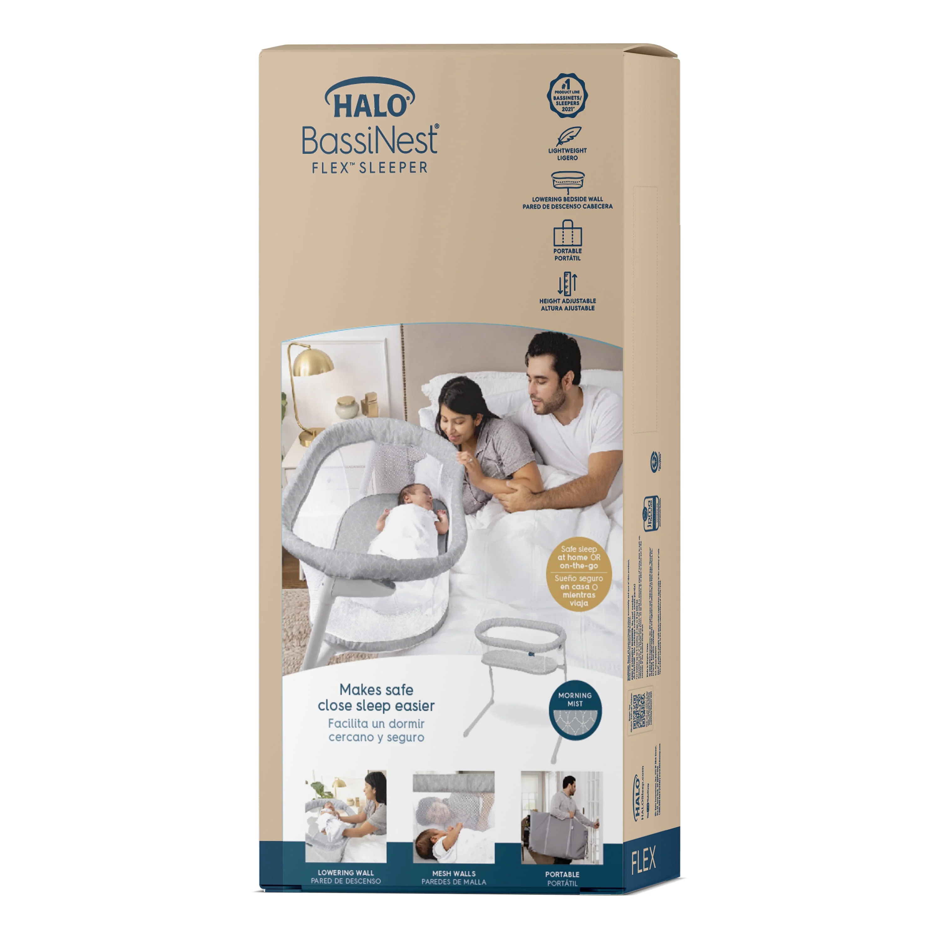 HALO BassiNest Flex, Portable BassiNest, Morning Mist