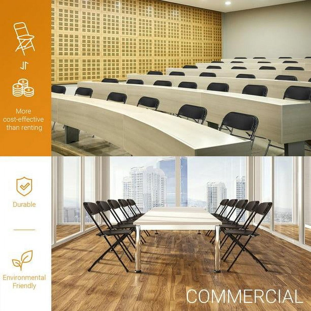 Ktaxon 10-Pack Black Plastic Folding Chairs for Weddings, Banquets & Events – Ergonomic, Portable & Durable