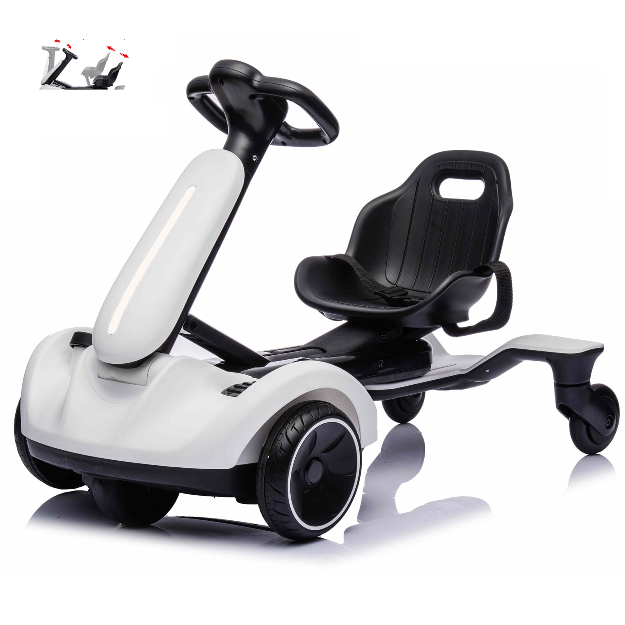 AVRCECI AVRCECI Kids Electric Go Kart 4 Wheel Ride On Toys Drift Cart with Music Horn Adjustable Length and Height Pedal Car for 3 8 Boys and Girls