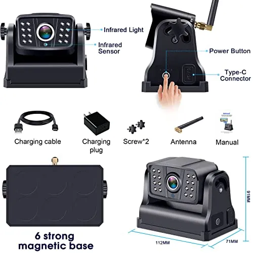 Wireless Backup Camera Magnetic WiFi: Rechargeable Truck Trailer Hitch Rear View Camera HD 1080P Car RV Camper