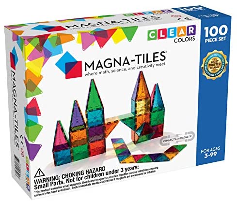 Magna-Tiles 100-Piece Clear Colors Set, Educational Toys