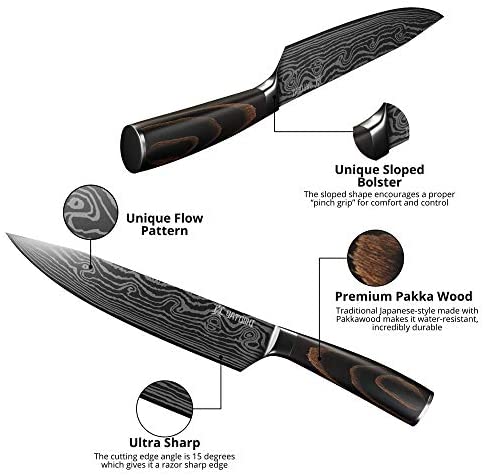 Yatoshi 7 Knife Block Set – Pro Kitchen Knife Set Ultra Sharp High Carbon Stainless Steel with Ergonomic Handle