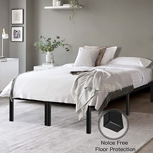 HAAGEEP Queen Bed Frame 18′′ High Platform with Storage, No Box Spring Needed, Heavy Duty Steel, Easy Assembly