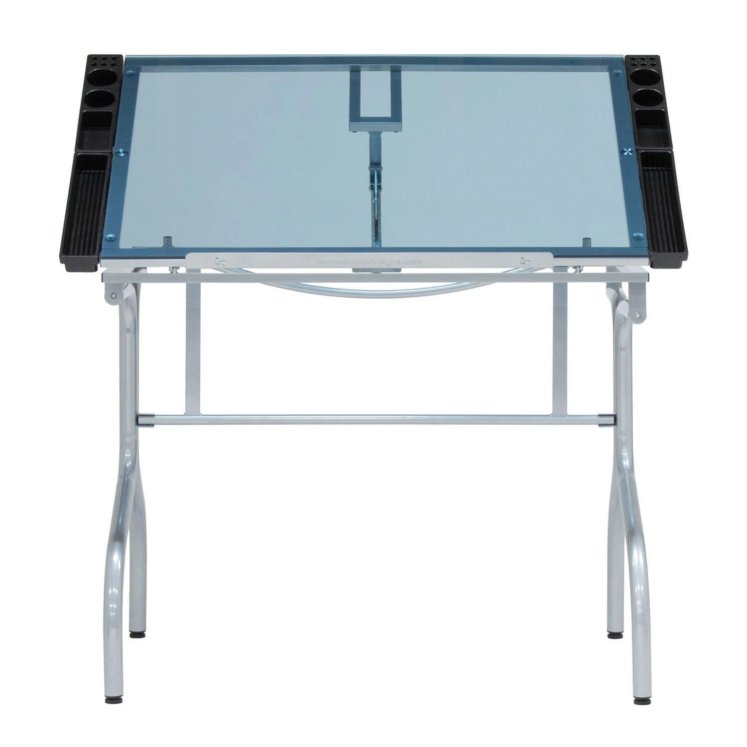 Folding Craft Station with Storage and Adjustable Glass Top