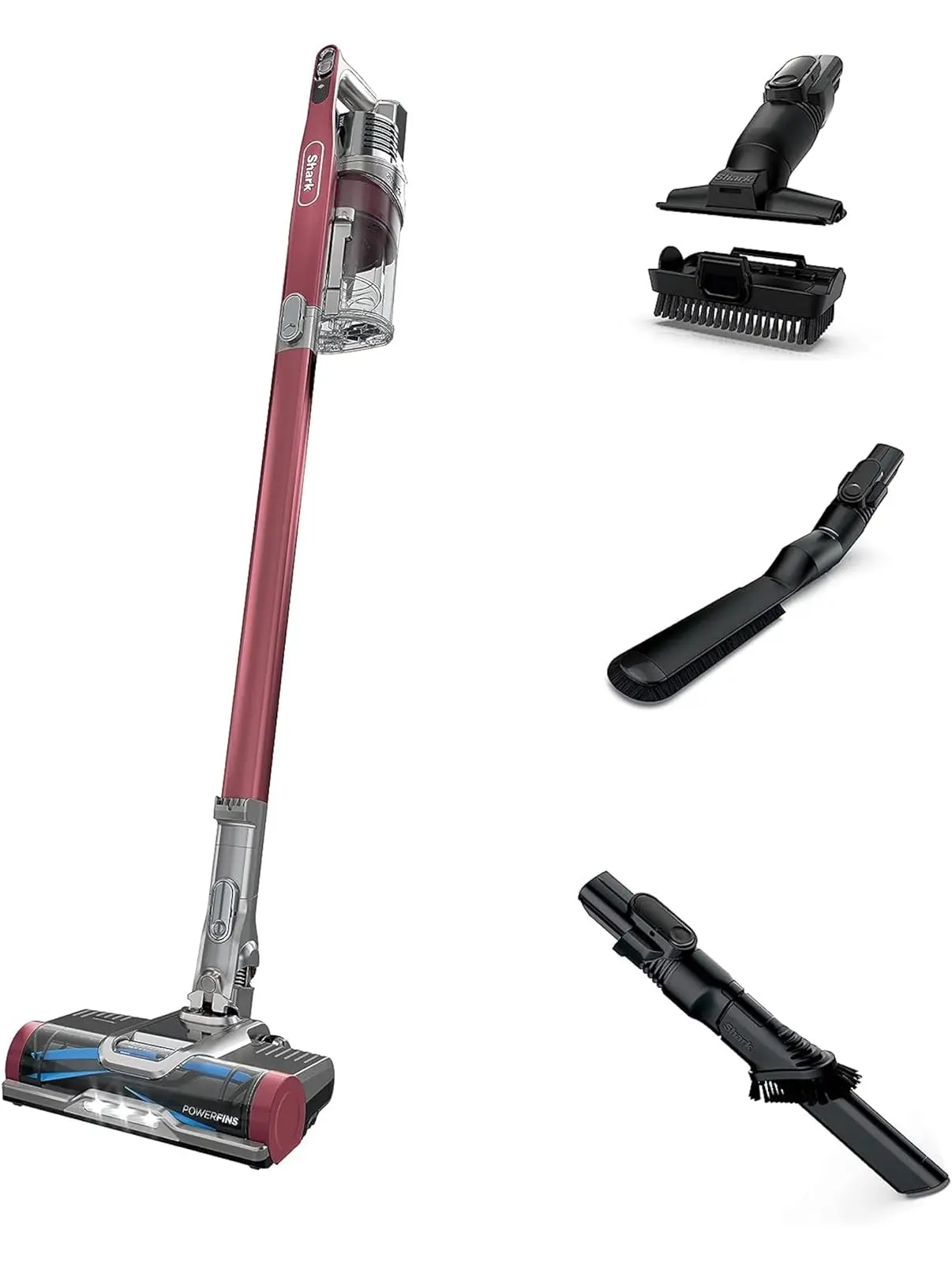 Shark IZ362H Anti-Allergen Cordless Pet Pro Lightweight Stick HEPA Vacuum with Self-Cleaning Brushroll, PowerFins, Crevice, Upholstery, Multi-Tool for Pet Hair, Flex, 40 min runtime, Red, .34-Quart
