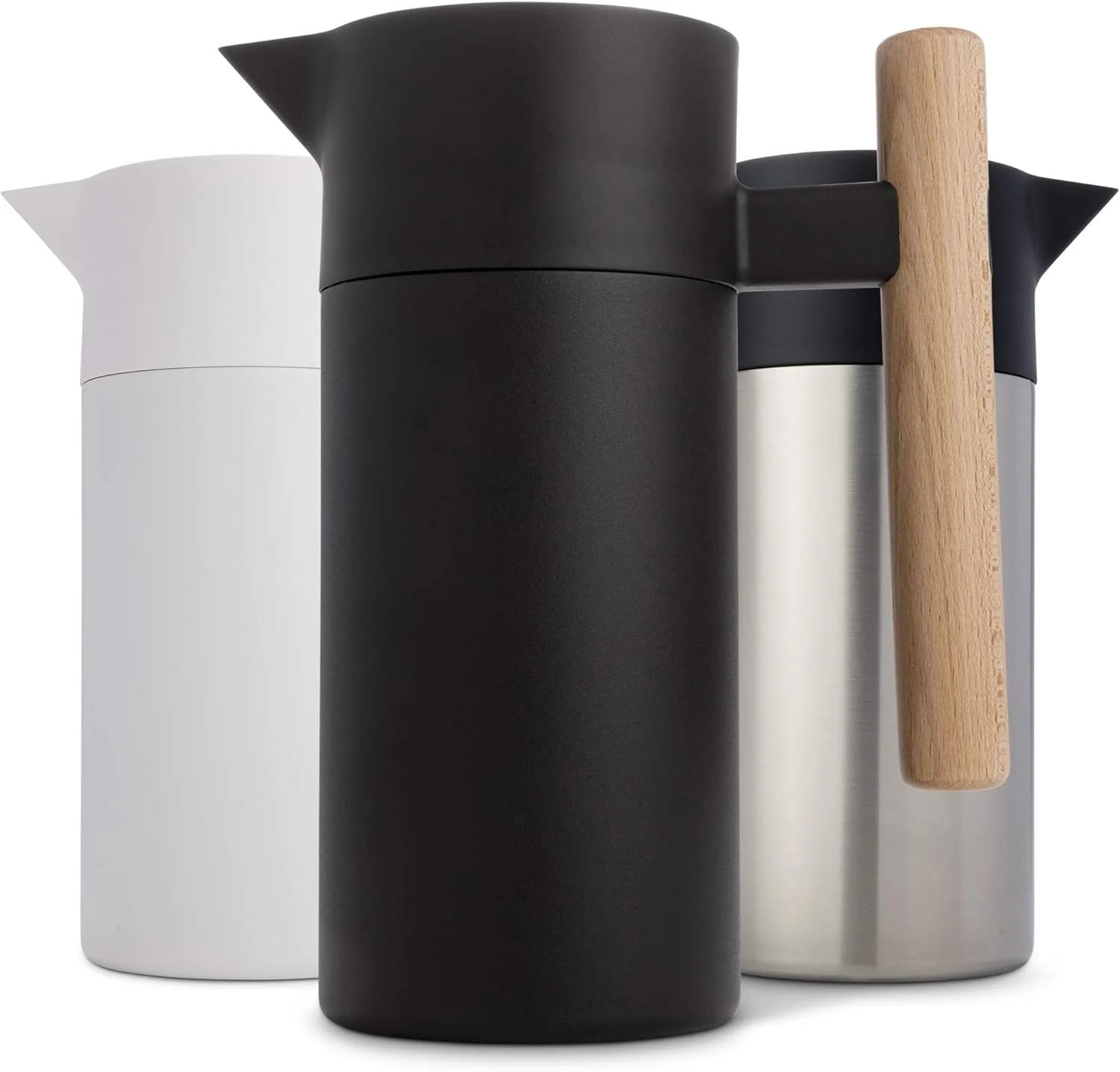 Thermal Coffee Carafe 40 Oz - Stainless Steel Double Walled Vacuum Insulated Carafe - 1 Liter Thermal Coffee Pot Thermos, Travel Size Beverage Dispenser with Tea Infuser (Black)