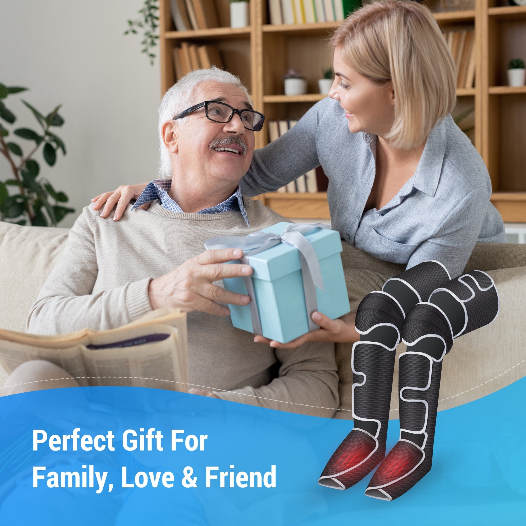 Comfier Leg Massager for Circulation, Air Compression Calf Knee Foot Massager with Heat, Leg Wraps Massage Boots for Pain Relief, Mothers Day Gifts