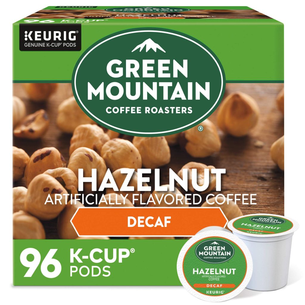 Green Mountain Hazelnut Decaf Light Roast Coffee K-Cup Pods, 96 Count