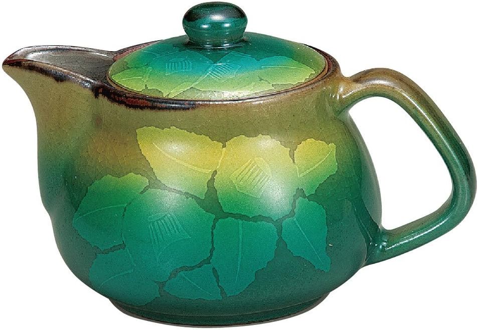 Ino Shoho Kutani Ware Pottery Teapot Pot, Ginzan Tea Flower (with tea strainer)