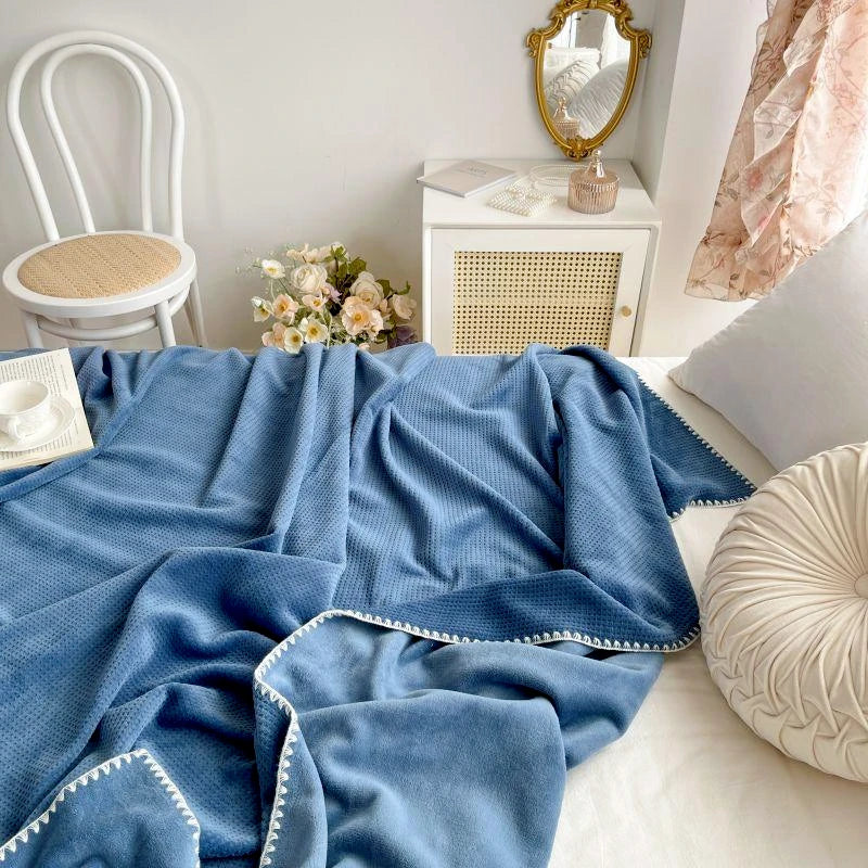 Milk Velvet Waffle Blanket – 150x200cm, Multifunctional, Hemmed Edges, GB18401-2010 B Safety