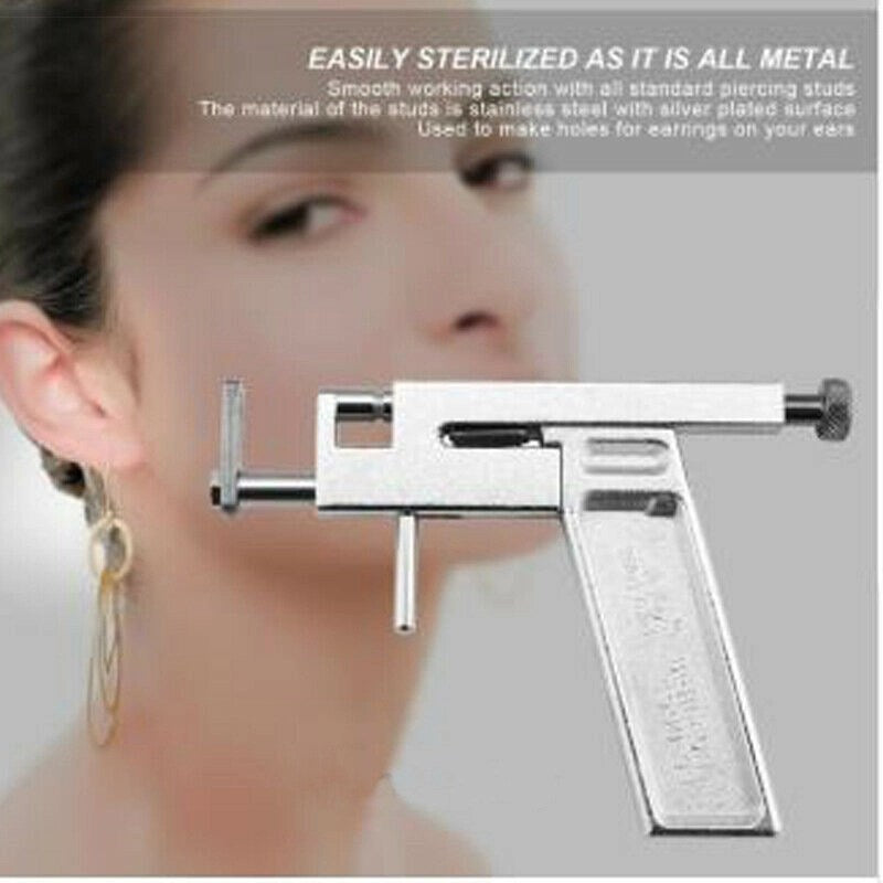 Professional Steel Ear Nose Navel Body Piercing Gun 98pcs Studs Tool Kit Set