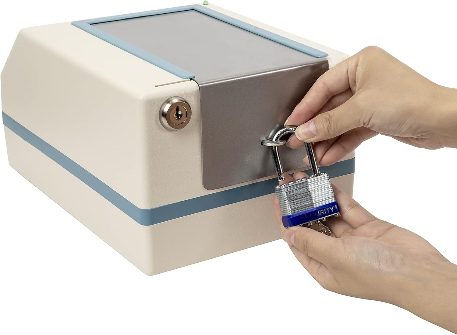 Tamper-proof automatic pill dispenser – metal safety lid with padlock