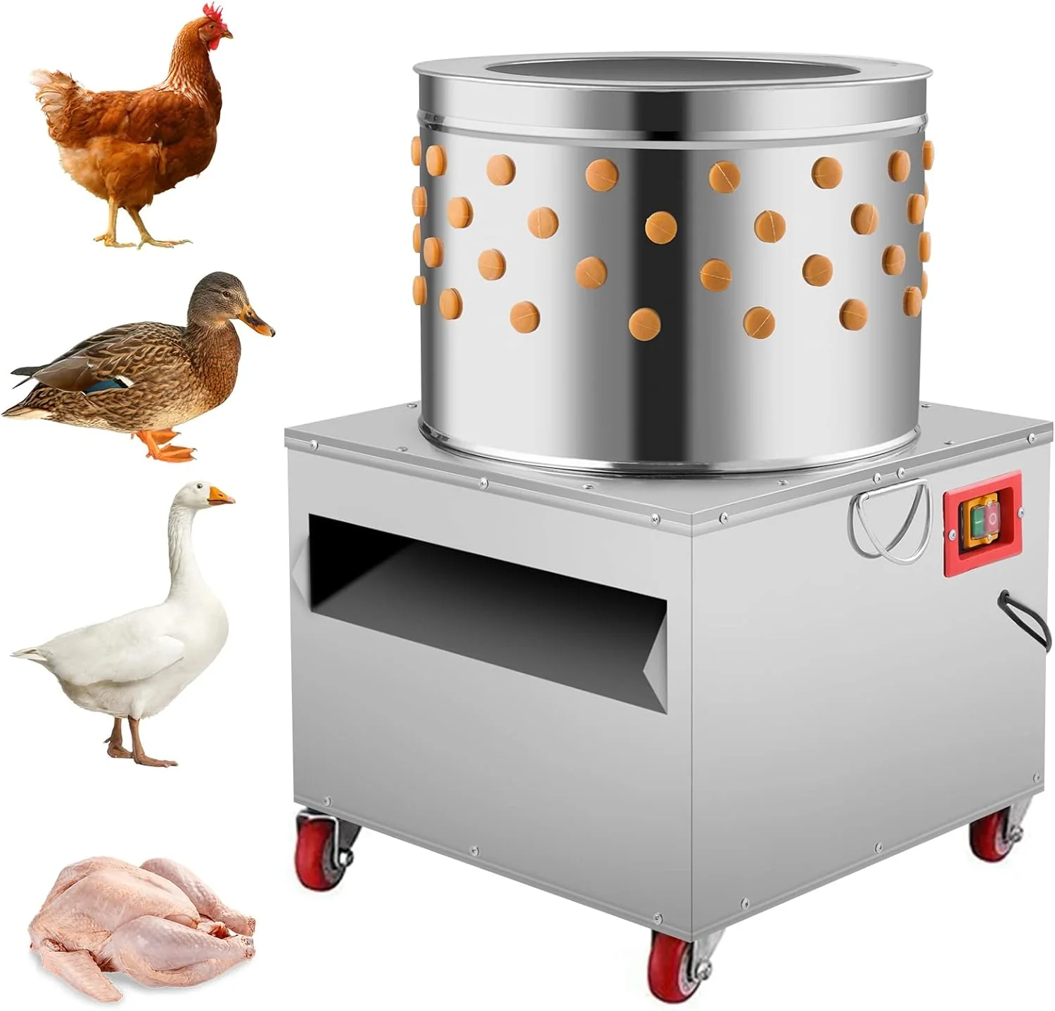 2HP 20In Stainless Steel Chicken Plucker Machine, Plucking Machine De-Feather, 110V 1500w 275r/min