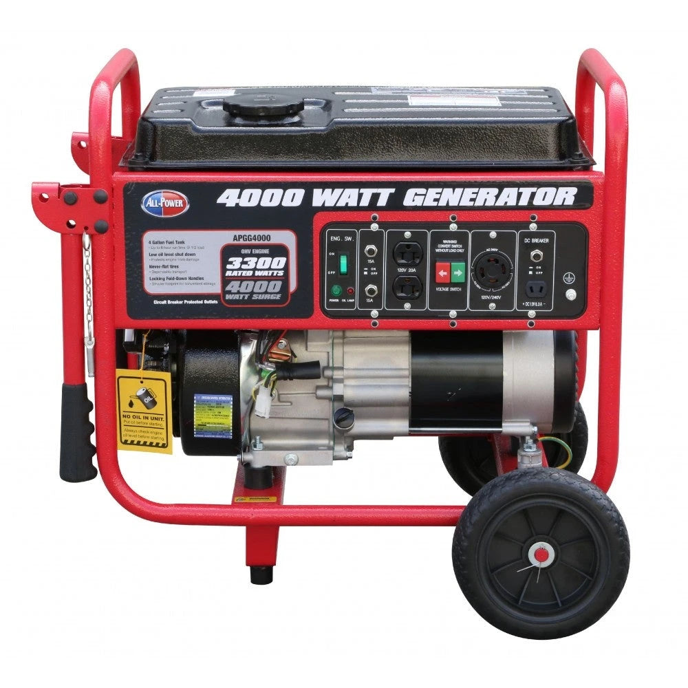 All Power 4000 Watt Generator APGG4000, 4000W  Portable Generator for Home Use Power Backup, RV Standby, Hurricane Damage Restoration Power Backup, EPA Certified
