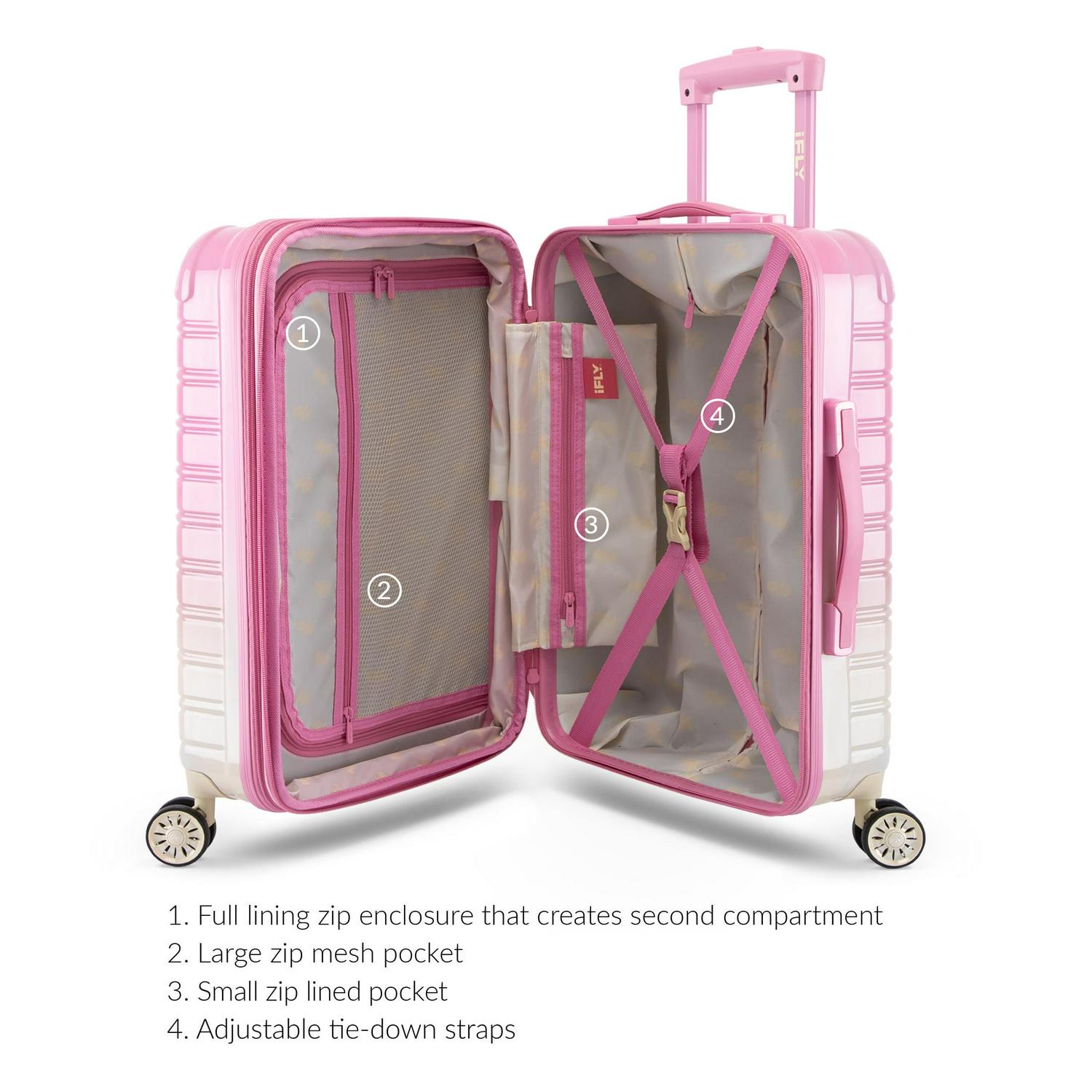 iFLY Hardside Fibertech Carry-on Luggage 20 , Strawberry Lemonade