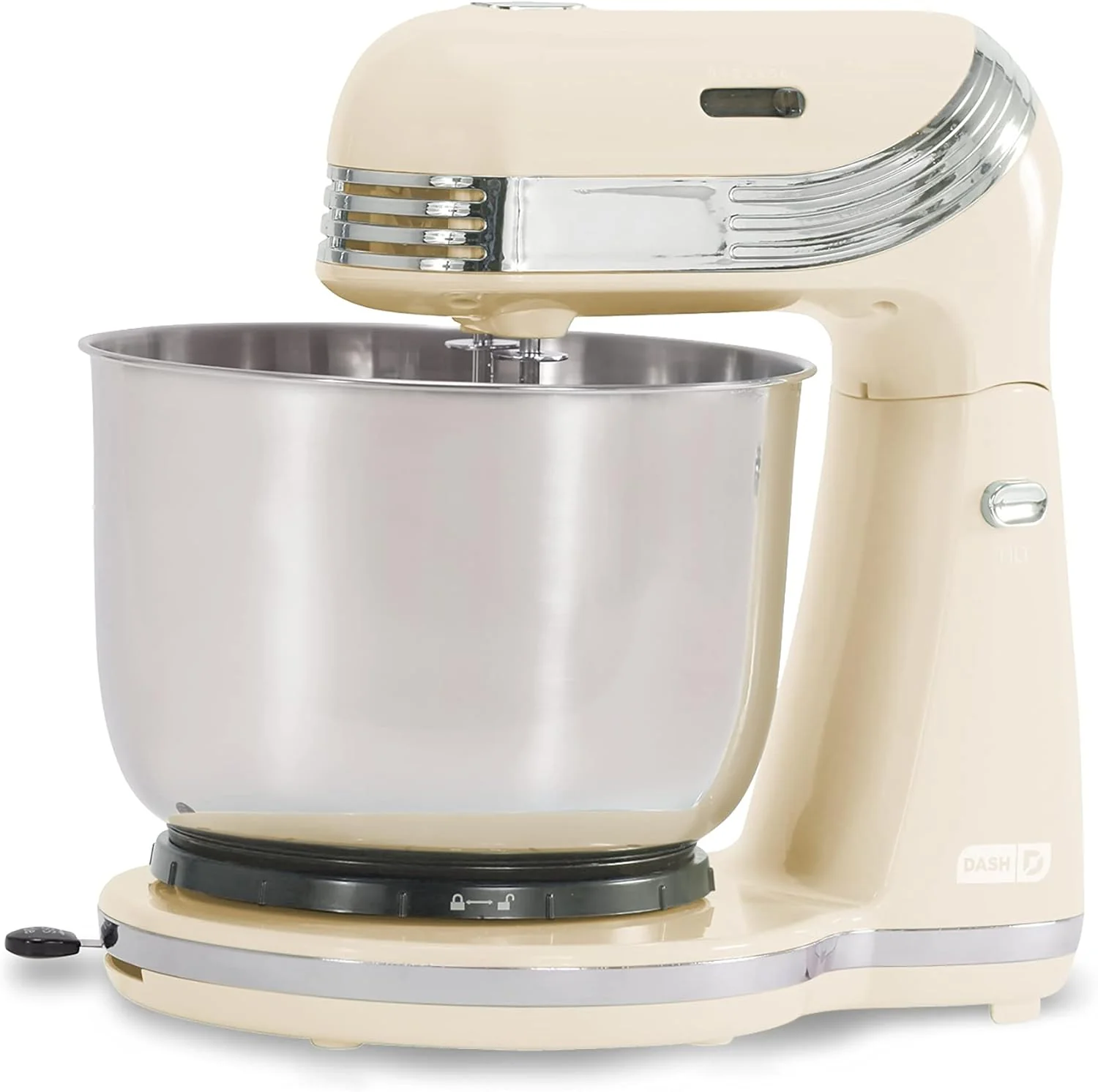 Dash Everyday Electric Stand Mixer with 3 qt Stainless Steel Mixing Bowl, Dough Hooks + Beaters for Dressings, Frosting, Meringues & More, 6 speed, Cream