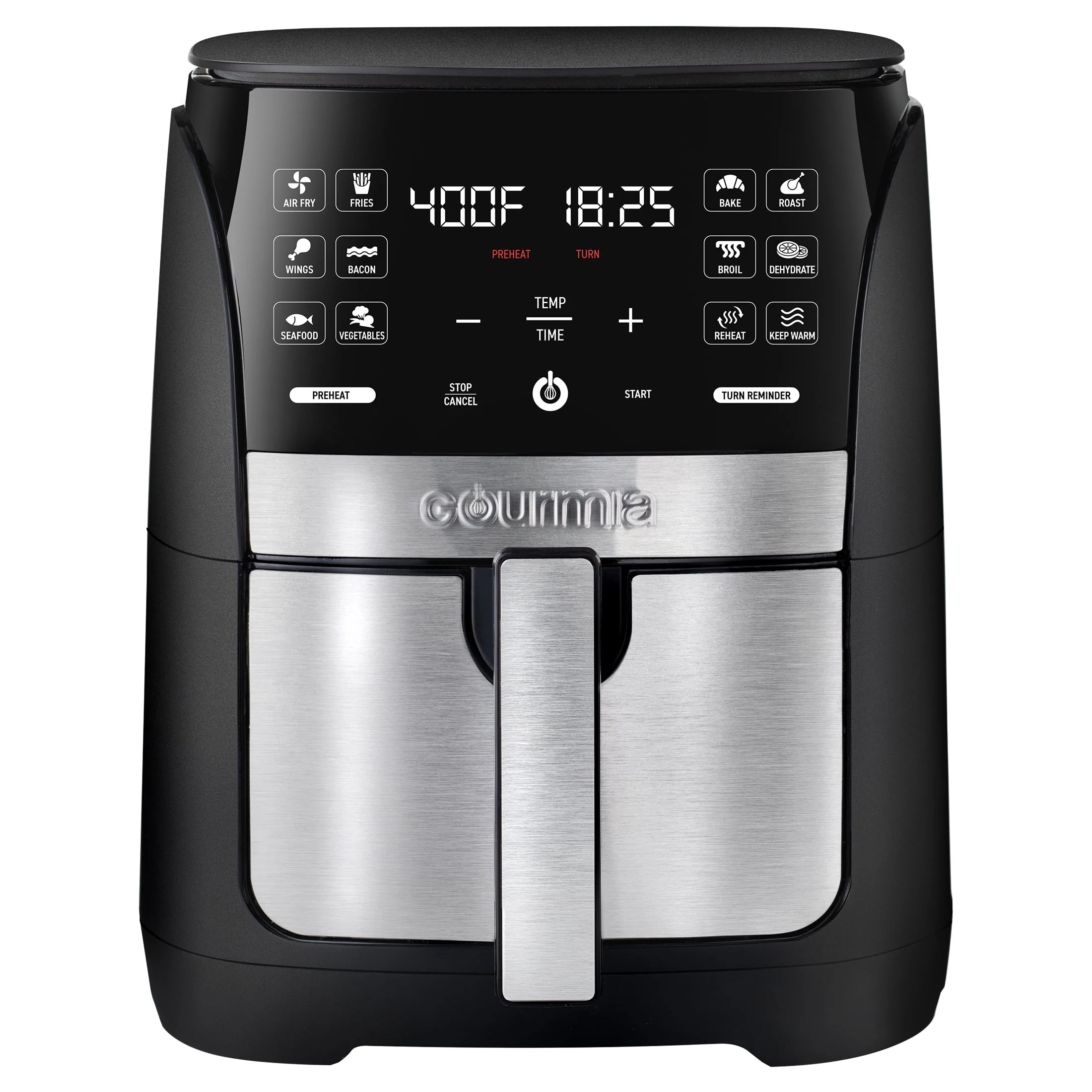 Gourmia 6 Qt Digital Air Fryer with Guided Cooking and 12 One-Touch Cooking Functions, 13.58 H, New