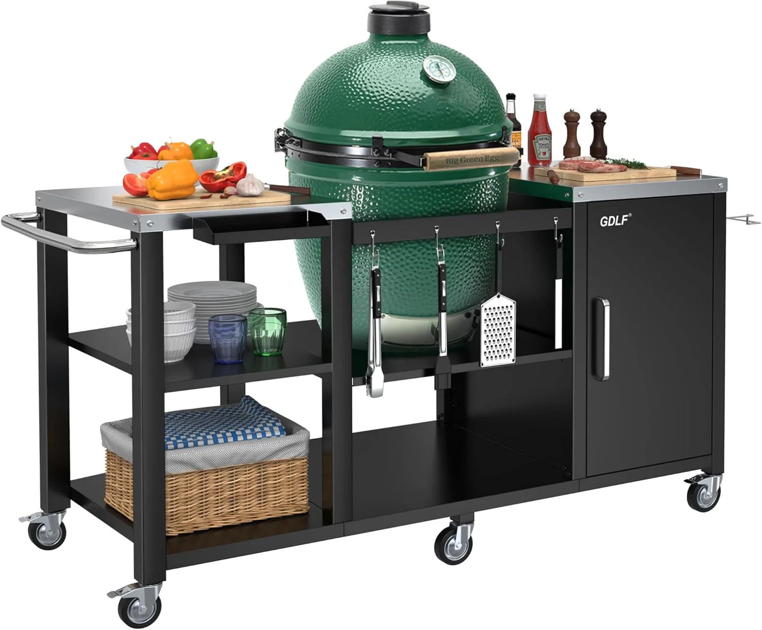 Grill Table for Ceramic Style Grills | Heavy Duty Outdoor Prep Station