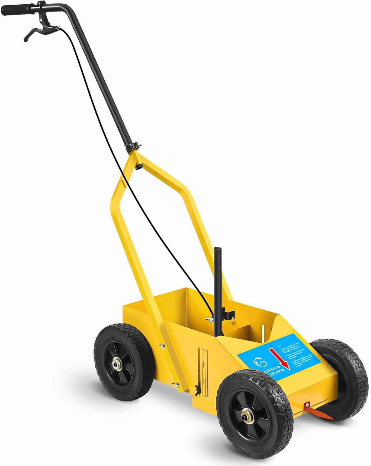 Heavy Duty Striping Line Marking Machine – Yellow, Adjustable Width, Compatible with Inverted Spray Paint, Ideal for Parking Lots
