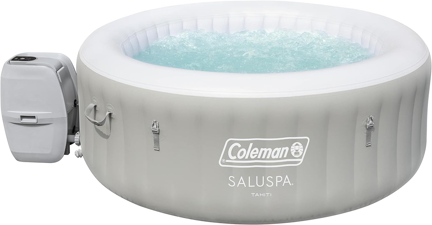 Inflatable Hot Tub Spa | Portable Hot Tub with Heated Water System and 140 Bubble Jets | Fits Up to 4 People  sgtnighsdesigns