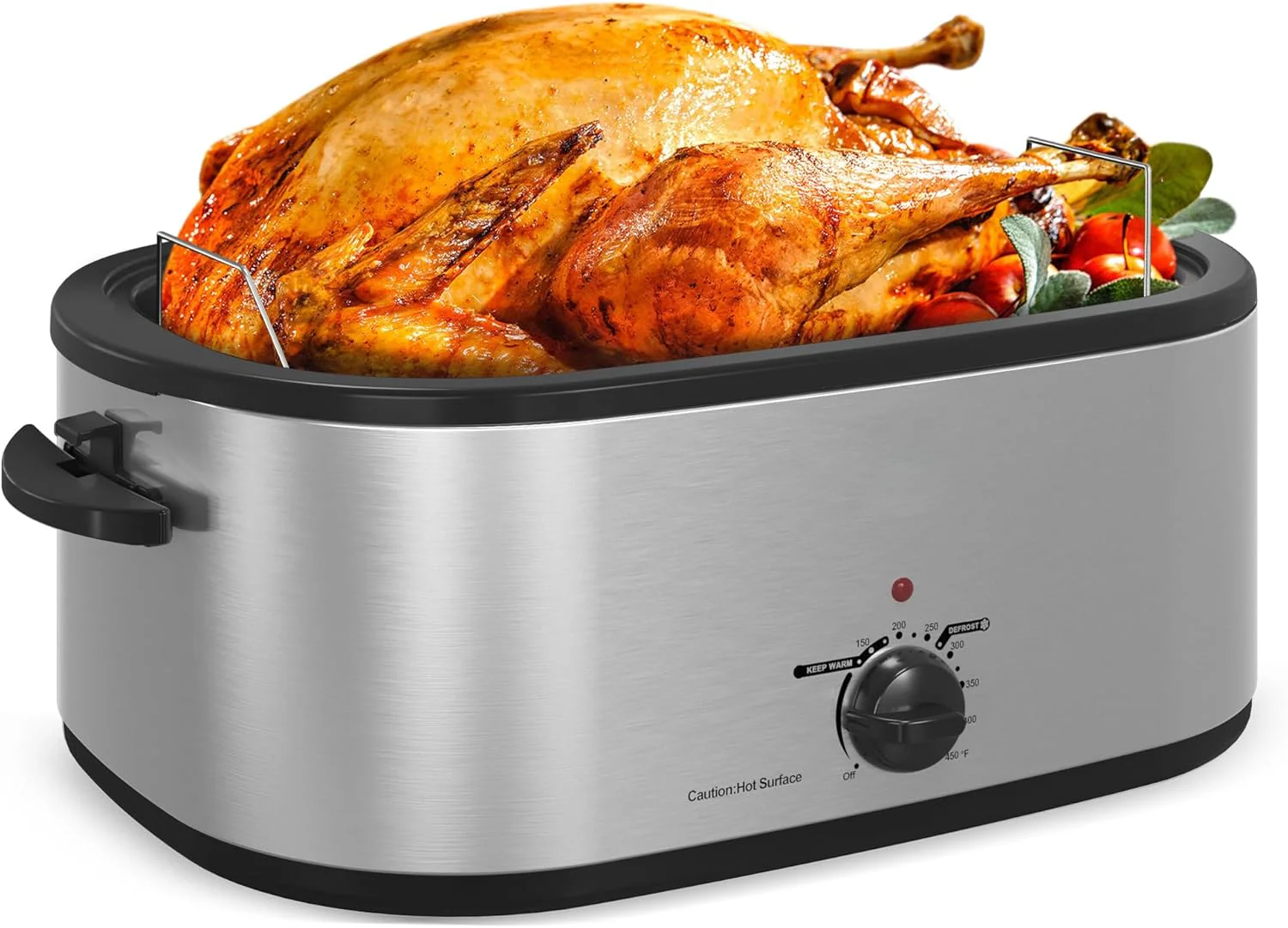 Roaster Oven 28 Quart, Electric Roaster Pan with Visible & Self-Basting Lid, Large Stainless Steel Electric Turkey Roaster Oven Defrost Warm Function, Removable Pan Rack, Fits Turkeys Up to 30LB