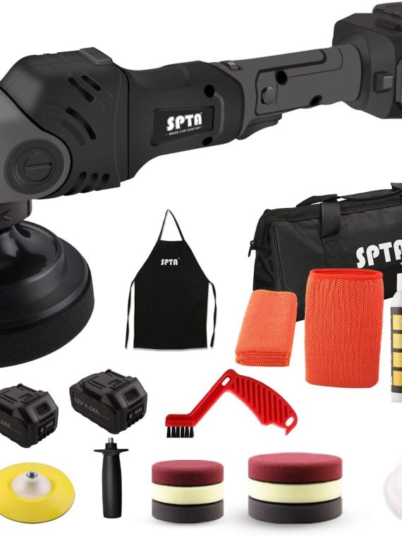 Buffer Polisher, 18V Cordless Rotary Polisher, 4Inch & 5Inch Car Polisher with 7 Variable Speed 2Pcs 4.0Ah Battery, 2 Backing Plate, 6 Polishing Pads, 2 Wool Pads for Car Polishing and Waxing