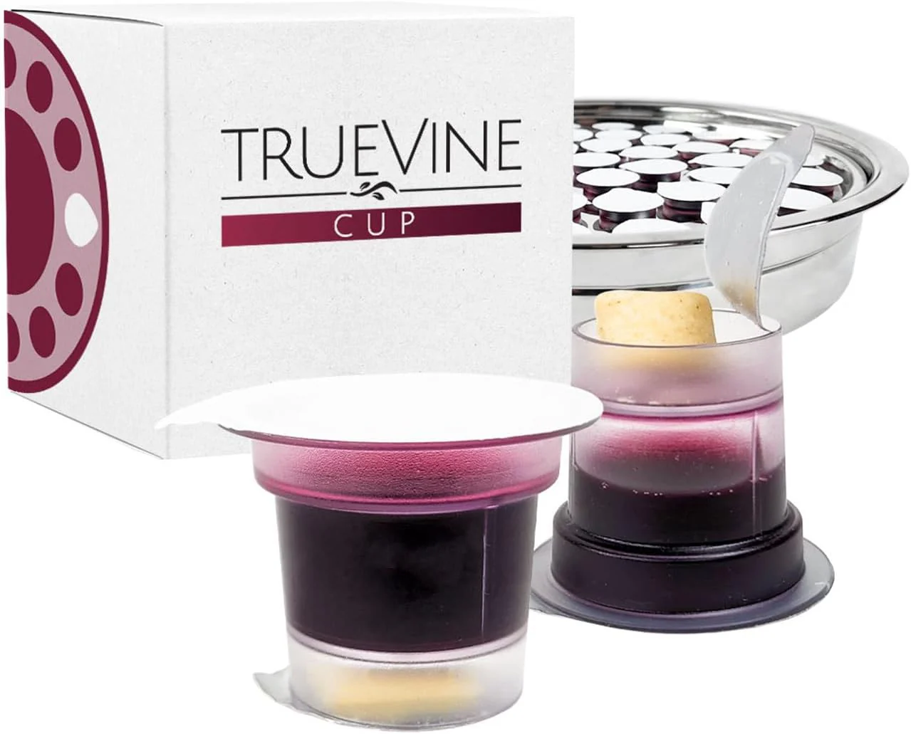 TrueVine Top & Bottom Communion Cups and Wafer Set - Prefilled Cups with Fresh Unleavened Bread & Grape Juice - Carefully Packaged & Easy to Open, Ideal First Communion Favors for Guests (500 Count)