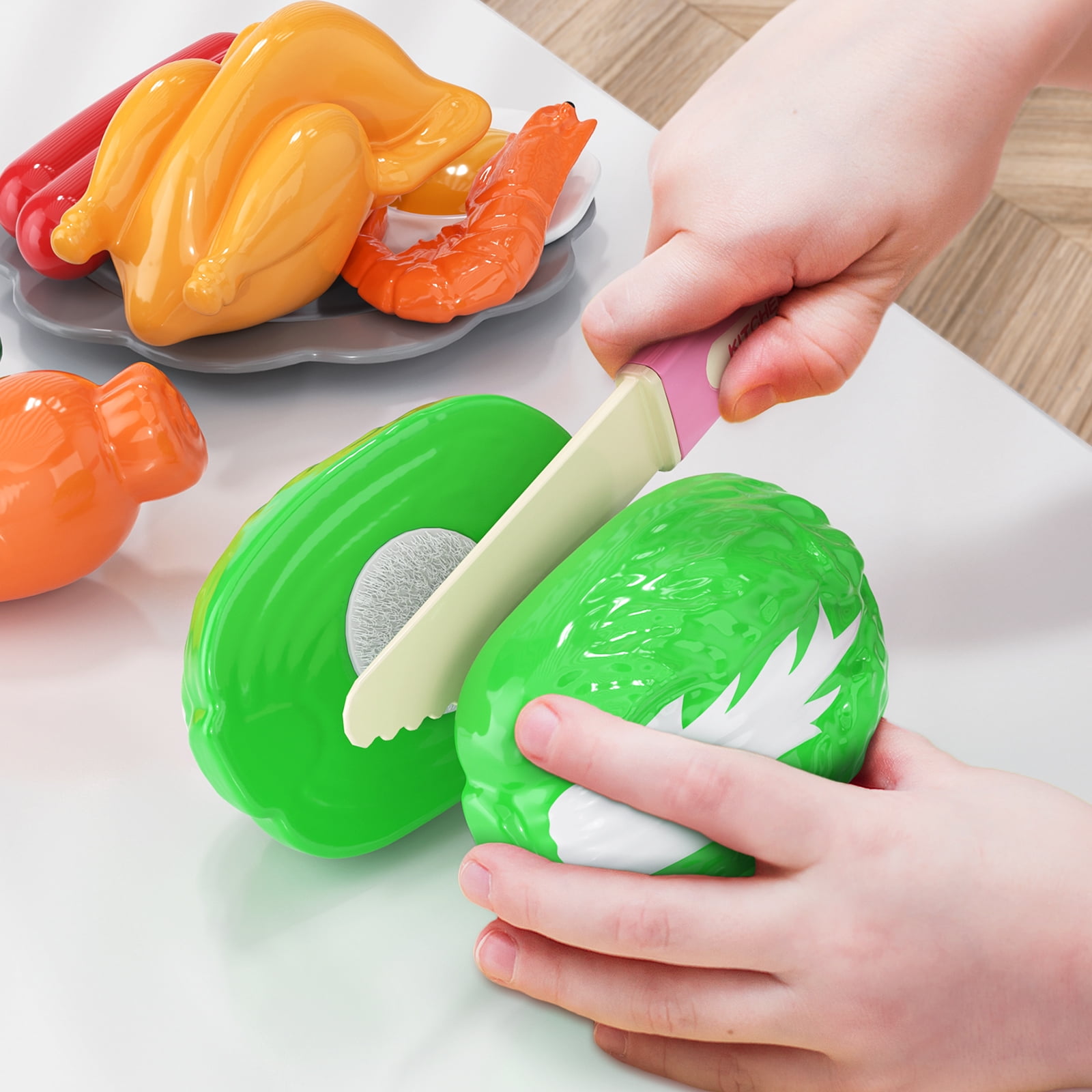 Dinosaur Planet Pink Play Kitchen Girls Toy Pretend Food - Kitchen Toys for Kids Ages 4-8,Play Kitchen Accessories w/ Real Sounds Light, for Girls Boys Age 3+(36.3