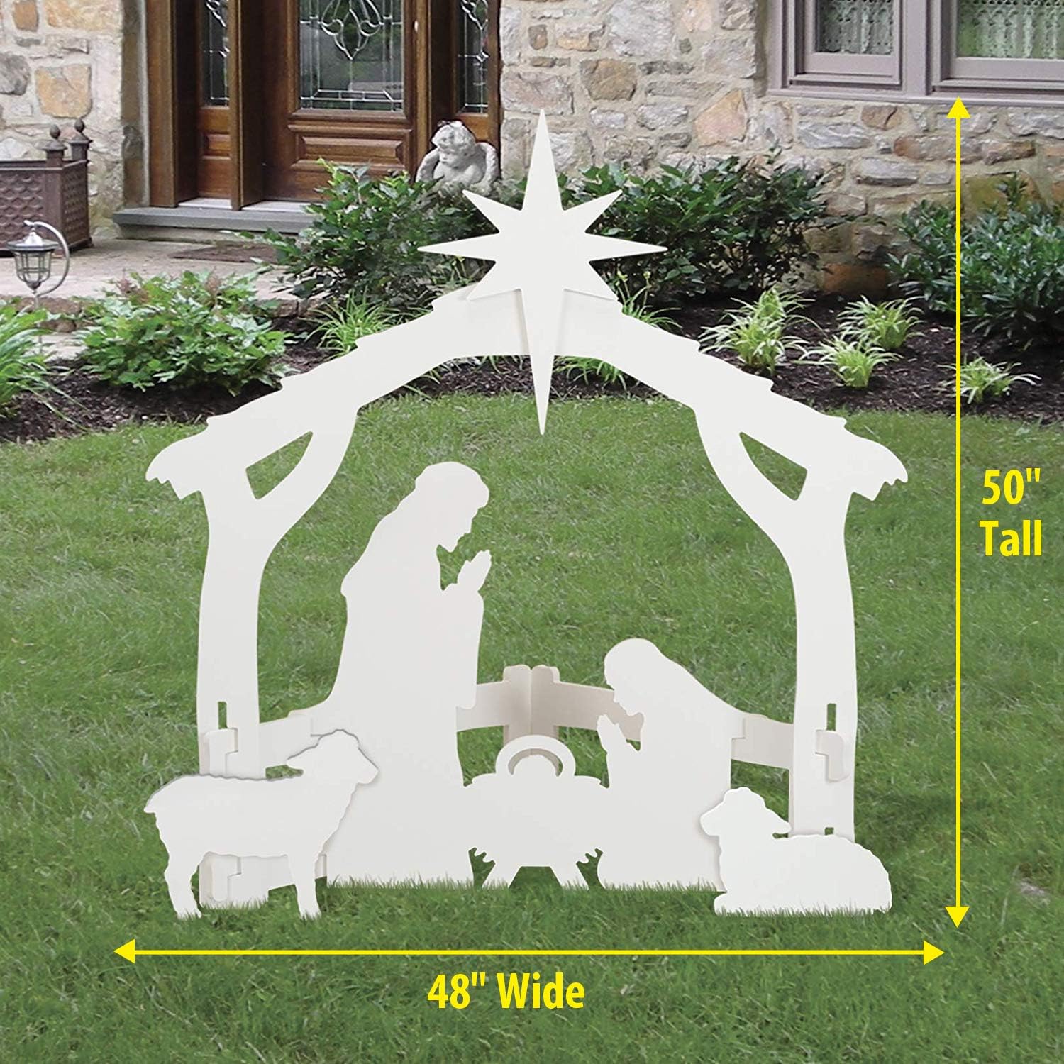 All-Weather Outdoor Nativity, Waterproof, Made in USA, Over 4ft Tall, Durable Material, Simple Assembly, Easy Storage, Yard Nativity Set