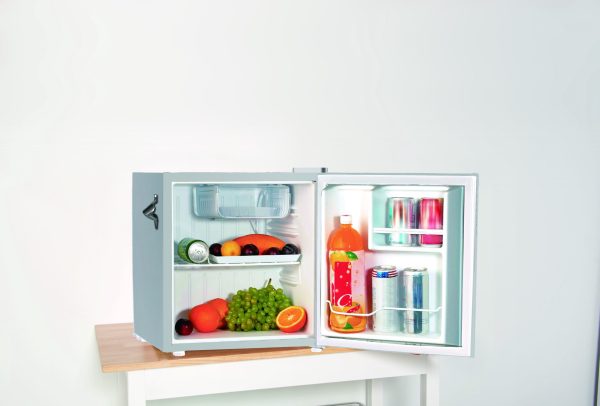 1.6 Cu Ft Retro Mini Fridge with Side Bottle Opener, Moonbeam